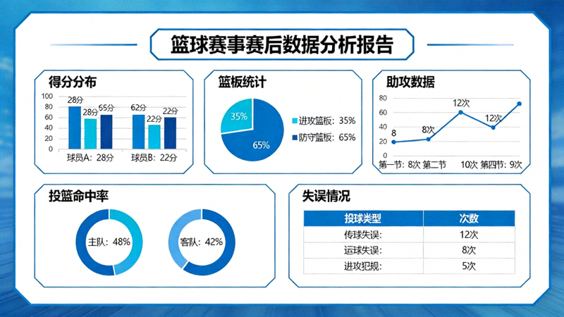 篮球赛事赛后数据分析图表展示